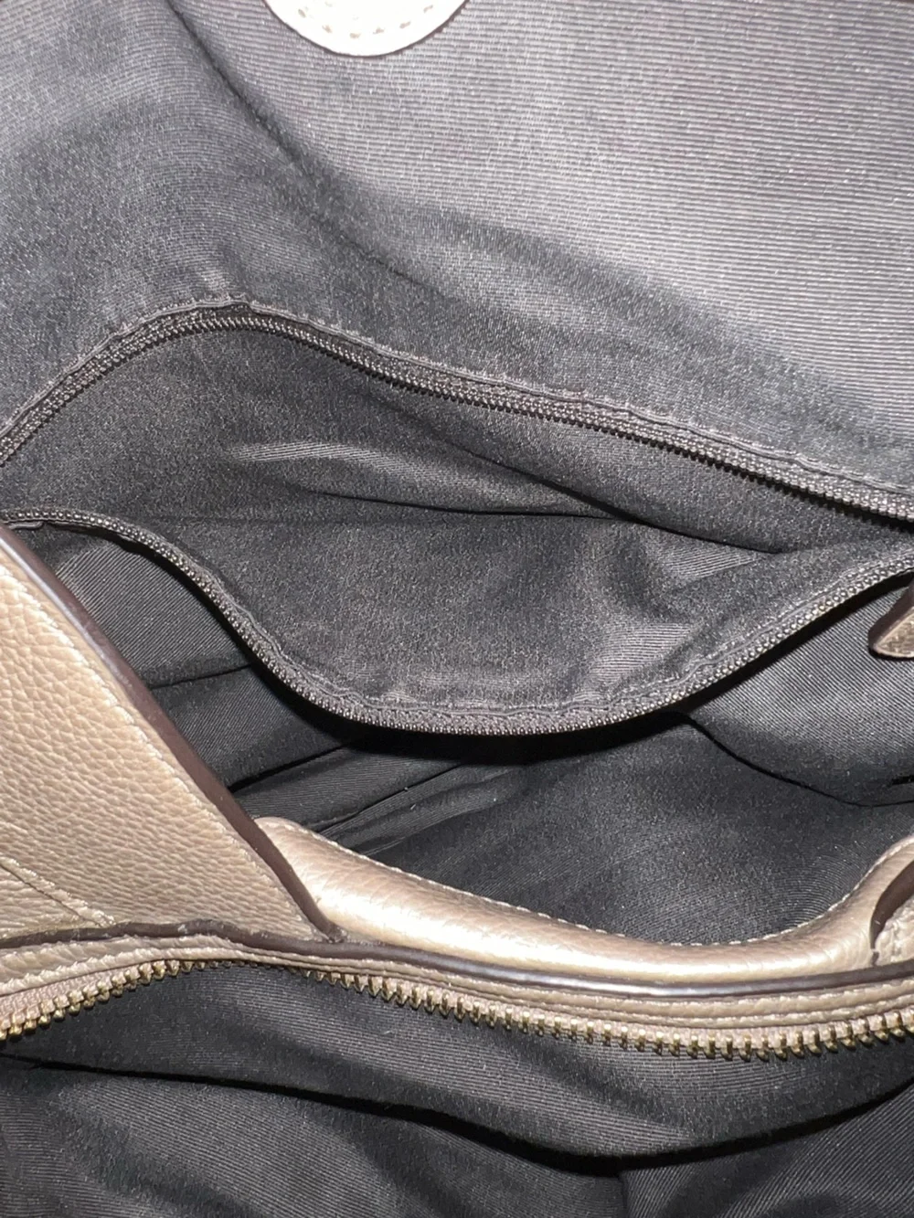 Coach Lexy Metallic Gold Tan Pebbled Leather Luxury Glam Chic Shoulder Bag
